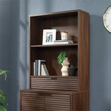 Sauder Englewood Engineered Wood Library Hutch in Spiced Mahogany Sauder