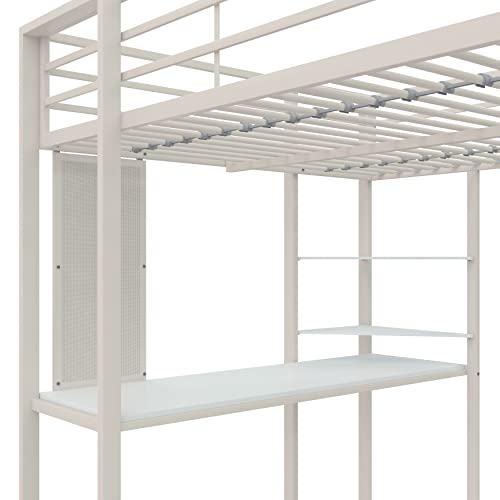 DHP Abode Full Size Metal Loft Bed, Off-White DHP