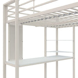 DHP Abode Full Size Metal Loft Bed, Off-White DHP