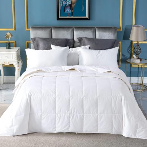 Globon Summer Down Comforter King Size, Extra Lightweight Blanket/Duvet Insert for Hot Sleepers, Noiseless & Extra Soft,106x90 inches,White Globon