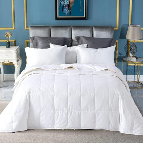 Globon Summer Down Comforter King Size, Extra Lightweight Blanket/Duvet Insert for Hot Sleepers, Noiseless & Extra Soft,106x90 inches,White Globon