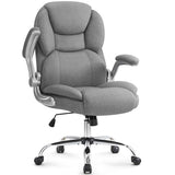 IWMH Executive Office Chair, Ergonomic Big and Tall Computer Desk Chair, High Back with Padded Flip-up Armrest, Lumbar Support Swivel Rolling Chair Grey IWMH