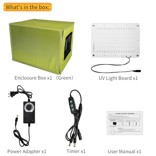 Resin UV Curing Box with Timer, 395nm UV LED Lights with 96 Lamp Beads, Upgraded Larger Size UV Curing Light Station, Adjustable Light Brightness, for SLA/DLP/LCD 3D Printer Solidify DIY Curi - WoodArtSupply