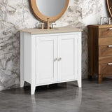 kleankin Pedestal Sink Storage Cabinet, Under Sink Cabinet with U-Shape and Adjustable Internal Shelf, White kleankin