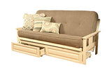Kodiak Furniture Monterey Futon Set with Storage Drawers, with Antique White Base and Linen Stone Mattress Kodiak Furniture