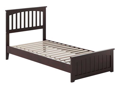 AFI Espresso Becket Twin XL Solid Wood Low Profile Platform Bed with Footboard - WoodArtSupply