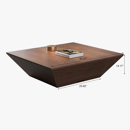 POVISON Modern Coffee Tables for Living Room, Square Coffee Table with Storage, Wood Coffee Table with Drawers, 39.4" Walnut Trapezoidal Living Room Tables for Home Office, Fully Assembled - WoodArtSupply