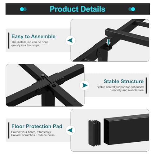Maenizi Heavy Duty Twin Bed Frame No Box Spring Needed, 14 Inch Metal Platform Bed Frame Twin Support Up to 2500 lbs, Easy Assembly, Noise Free, Black Maenizi