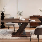Extendable Dining Table for 4-8 People,55.12''-70.87''Modern Space-Saving Wood Kitchen Table,Rectangle Folding Conference Meeting Table for Living Meeting Room Kitchen,Walnut VICBARLEY