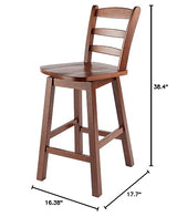 Winsome Scalera Ladder Back Swivel Counter Stool, 24 in, Walnut Finish, Solid Wood Winsome