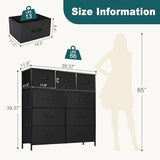 Atilioo Dresser for Bedroom with 9 Drawers, Anti-Tip Tall Fabric Chests Storage Organizer Tower Furniture with Wooden Top Metal Frame for Clothes, Closet, Living Room, Hallway, Entryway Atilioo