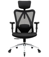 Ergonomic Office Chair - Adjustable Desk Chair with Lumbar Support and Rollerblade Wheels - High Back Chairs with Breathable Mesh - Thick Seat Cushion, Head, and Arm Rests - Reclines (Black) Duramont