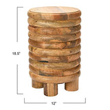 Creative Co-Op Dossier Vintage-Inspired Solid Wood Flat top for use, Natural Finish Stool/End Table Creative Co-Op