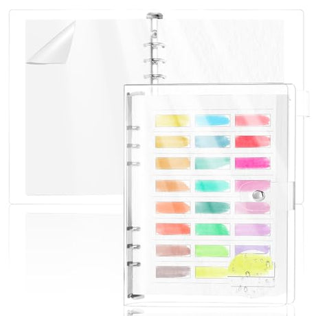 2 Pack Watercolor Swatch Book for Artists 140Lb 100% Cotton 30 Sheets Acid-Free Travel Size Painters Color Diary Spiral-Bound A5 Watercolor Journal Paper for Oil Pastels with Glassine PVC Cover (2) SKLENICE