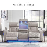 Signature Design by Ashley Fyne-Dyme Contemporary Power Recliner with Adjustable Headrest, Cup Holders and LED Lighting, Black & Gray Signature Design by Ashley