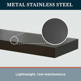MANTELSDIRECT Titus 52 Inch Metal Stainless Steel Non-Combustible Fireplace Mantel Shelf - Shadow Iron Beautiful Modern Shelf Perfect for Electric Fireplaces and More! MANTELSDIRECT