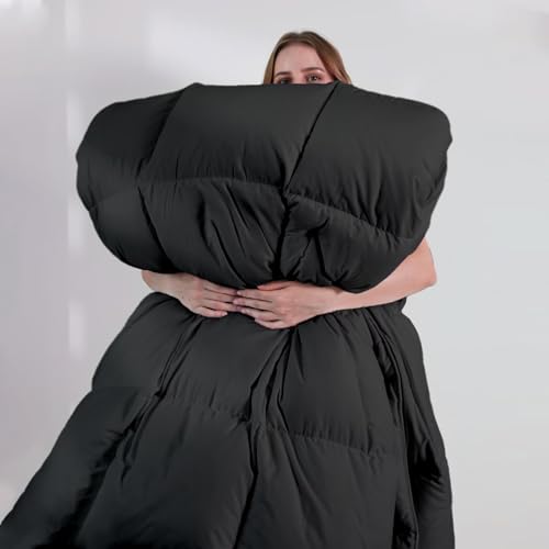 DOWNCOOL Comforters Full Size, Duvet Insert,Black All Season Duvet, Lightweight Quilt, Down Alternative Hotel Comforter with Corner Tabs (Black, Full 82x86 Inches) DOWNCOOL