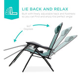 Best Choice Products Set of 2 Adjustable Steel Mesh Zero Gravity Lounge Chair Recliners w/Pillows and Cup Holder Trays - Forest Green