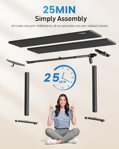 Zelimon Adjustable Standing Desk Electric Sit to Stand Up Desk 48"× 24" Memory Small Home Office Desk with Quiet Motor, Black - WoodArtSupply