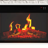 Electric Fireplace with Mantel - Freestanding Heater with Remote Control, Light-Adjustable LED Flames, and Faux Logs and Stones by Northwest (White) Northwest