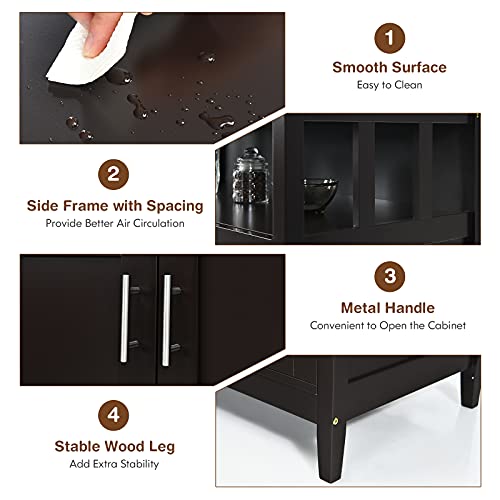 Costzon Buffet Cabinet, Wooden Sideboard with 2 Doors, Adjustable Shelf, Accent Coffee Bar Cabinet, Kitchen Storage Cabinet for Living Room, Dining Room, Hallway Costzon