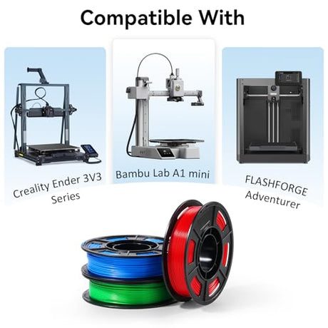 Dynta 3D Printer Filament 250g 53mm Spool - 1.75mm High Precision Regular PLA Compatible with FLASHFORGE, Bambu Lab A1, Creality Ender-3 V3, Black, White, Red, Green, Blue, Purple for Beginners Dynta