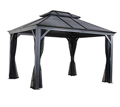 Sojag Outdoor 10' x 14' Mykonos Double Roof Hardtop Gazebo Outdoor Sun Shelter - WoodArtSupply