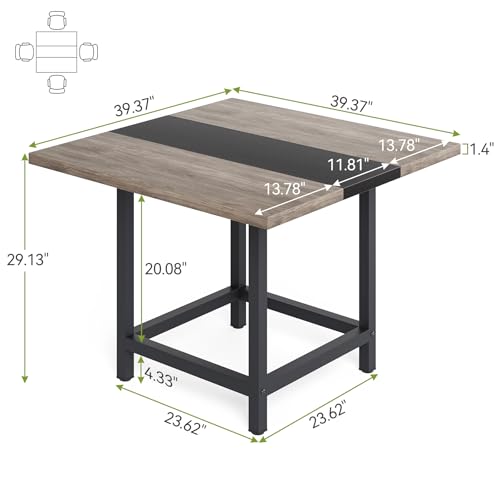 LITTLE TREE 39-Inch Square Small Conference Room Table for 4 People, Wood Computer Desk for Home Office, Small Space (Chair not Included) LITTLE TREE