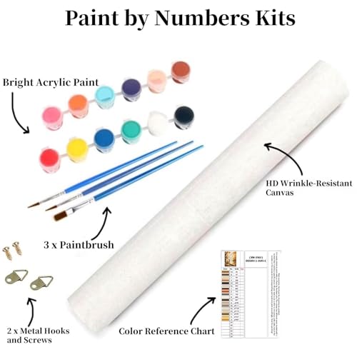 Hummingbird Paint by Numbers Kit for Adults, Paint by Numbers Flower Pattern Design DIY Easy Canvas Crafts for Adults Beginner with 3 Brushes and Acrylic for Room Decor, Gifts 24x32 Inch -bby2506O6 WoodArtSupply