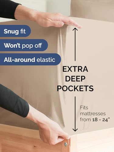 Extra Deep King Sheet Set - 6 Piece Breathable and Cooling Sheets - Hotel Luxury Bedding for Women, Men, Kids & Teens - Easy & Secure Fit - Soft, Wrinkle Free and Comfy - Extra Deep Pockets - Wheat CGK Unlimited