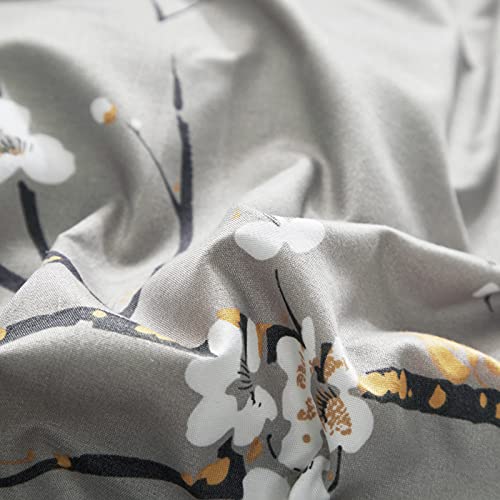 UOZZI BEDDING Gray Twin Size Duvet Cover Set with 2 Pillow Shams-Gray Branch Style 800 TC Zipper Closure 4 Corner Ties Adult Men Women Style Dots Floral White Tree Style Reversible Design UOZZI BEDDING
