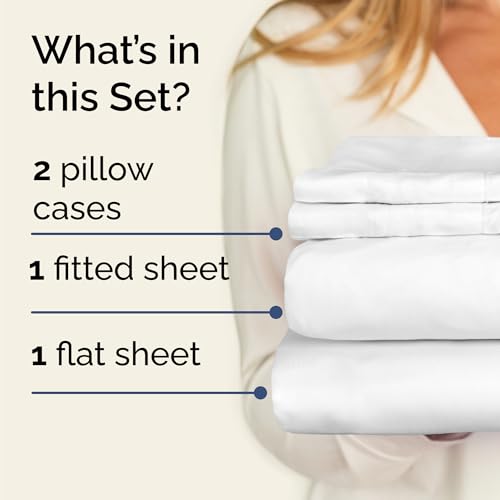 Twin 4 Piece Sheet Set - Comfy Breathable & Cooling - Ultra Soft Hotel Luxury Bedding Set with 8-16 Inch Deep Pockets - 1 Flat & 1 Fitted Sheet & 2 Pillowcases - Cozy, Wrinkle Free & Easy Care - White CGK Unlimited