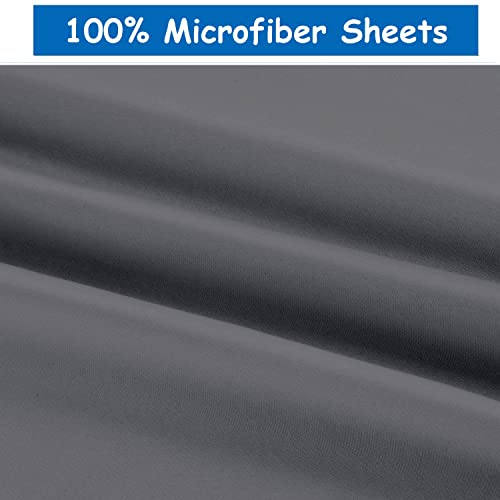 Ready To Rest Super Single Waterbed Sheets, 4 Piece Attached Sheet Set, Fits 18 Inch Deep Mattress, Brushed Microfiber, Ultra Soft and Lightweight (Dark Grey) Ready To Rest