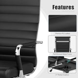 Okeysen Office Desk Chair, Ergonomic Leather Modern Conference Room Chairs, Executive Ribbed Height Adjustable Swivel Rolling Chair for Home Office. (Black) Lepdep