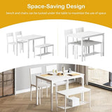 SogesPower Dining Table Set for 4, Kitchen Dining Table Set with 2 Chairs and 1 Bench, 4 Person Kitchen Table Set for Dining Room Restaurant Small Space, White SogesPower