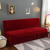 Yefound Armless Thick Plush Futon Cover Stretch Velvet Sofa Bed Slipcover Soft Couch Sofa Cover Futon Slipcover Futon Sofa Cover Furniture Bed Protector,59"-67",Red Yefound