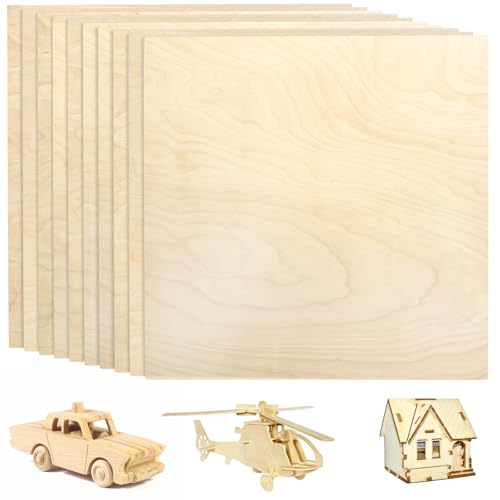 Yarlung 10 Pack Baltic Birch Plywood, 11.8 x 11.8 x 1/5 Inch Baltic Birch Wood Sheets, Unfinished Wood Board for Crafts, Lasers, Models, Painting, Wood Engraving yarlung