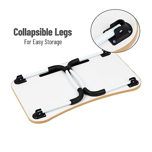 Mind Reader Lap Desk Laptop Stand, Bed Tray, Folding Legs, Couch Table, Portable, MDF, 23.25" L x 13.75" W x 10.5" H, Beige Mind Reader