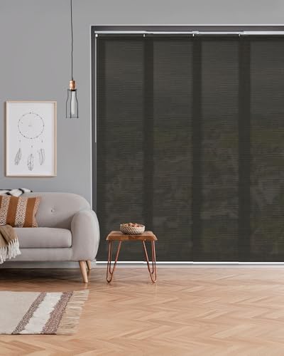 GoDear Design Adjustable Sliding Panel Track Vertical Blinds for Windows 45.8"- 86" W x 96" H, Extendable Patio Door Blinds for Sliding Door, Trimmable Fabric Panel Curtinsa, Semi-Privacy, Tea Time GoDear Design