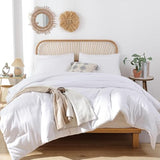 ROSGONIA Comforter Full Size for Girls Boys Teens White, 3pcs (1 Boho Comforter & 2 Pillowcases), Lightweight Dorm Bedding Soft All Season Bed Set ROSGONIA