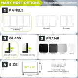 The Sliding Door Company 4 Panel Sliding Glass Interior Room Divider, Clear Tempered Glass (Black, 120" W x 96" H) The Sliding Door Company