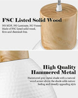 ELYONA Modern Pendant Light Fixtures, 10.2” Hammered Metal & Rubber Wood Island Hanging Lamp, Adjustable Height, Pendant Lighting for Kitchen,Farmhouse Bar,Dining Room,Bedroom, Nordic White ELYONA