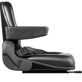 VEVOR Universal Forklift Seat Black PVC Tractor Seat, 6"/150MM Adjustable Mower Seat Foldable Seat Including Armrests, Seat Belt, Seat Switch, Skid Steer Seat Fit Forklift, Tractor, Skid Loader VEVOR