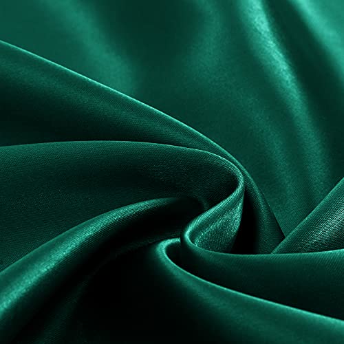 Homiest 4pcs Satin Sheets Set Luxury Silky Satin Bedding Set with Deep Pocket, 1 Fitted Sheet + 1 Flat Sheet + 2 Pillowcases (Queen Size, Blackish Green) Homiest