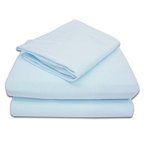 TL Care 100% Natural Cotton Jersey Knit 3-Piece Toddler Sheet Set, Blue, Soft Breathable, for Boys and Girls TL Care