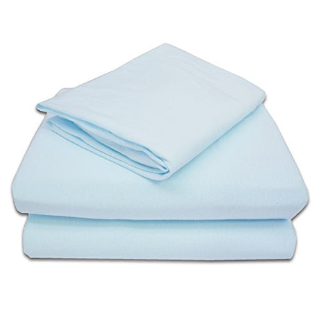 TL Care 100% Natural Cotton Jersey Knit 3-Piece Toddler Sheet Set, Blue, Soft Breathable, for Boys and Girls TL Care