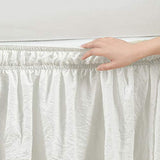 Lush Decor Ruched Ruffle Elastic Easy Wrap Around Bed Skirt Single Queen/King/Cal King Off White - Queen Bed Skirt - Dust Ruffle - Cream Bedskirts Lush Decor