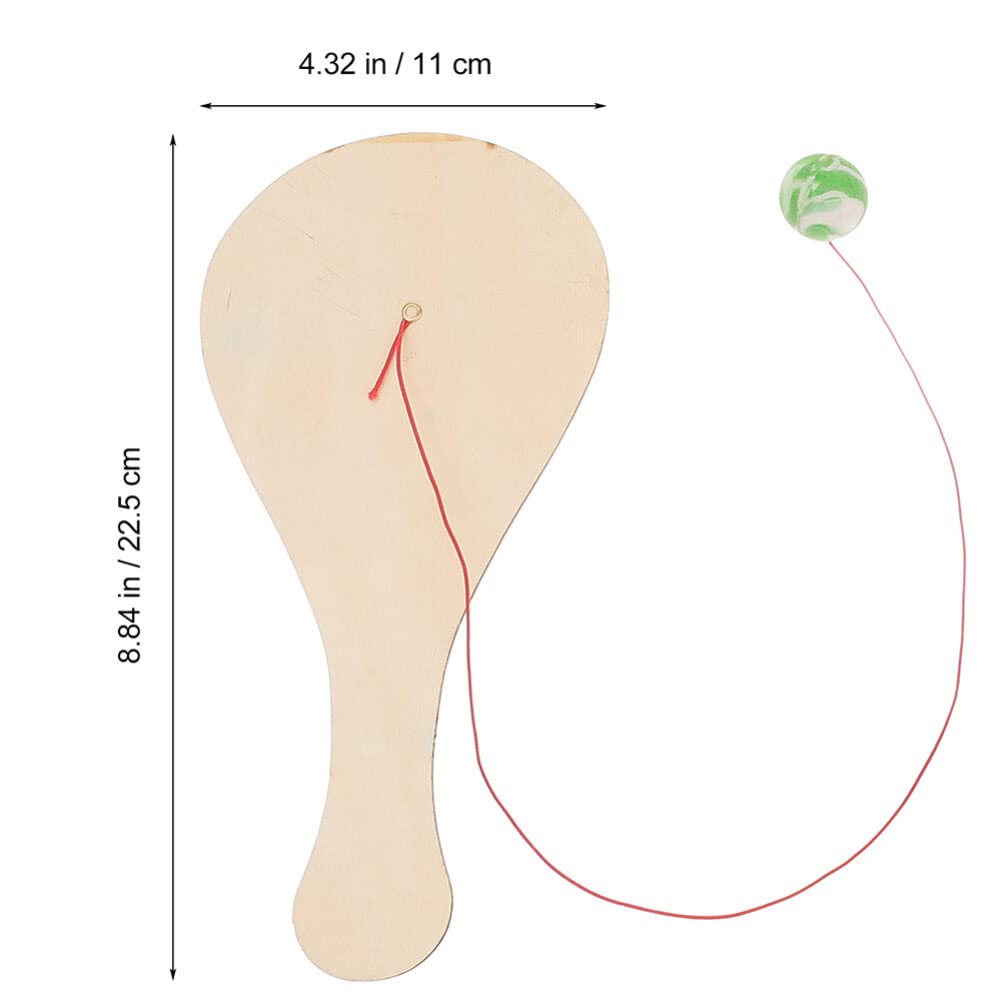 Blank Paddle Ball 10 Pcs Wooden Paddle Ball with String Unfinished Wood Paddle Rackets Kids Painting Graffiti DIY Crafts Fun and Classic Paddleball Game for Boys and Girls, Party Favor Toys jojofuny