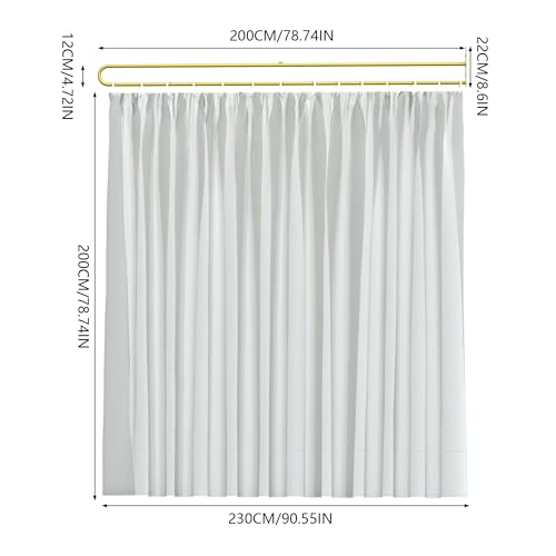 Iukar Privacy Partition Curtains,U-Shaped Rod Room Divider Curtains,Metal Support Wall Mounted Privacy Curtains with Flat Hooks for Fitting Room Beauty Salon Bedroom,7.54ft(White) lukar