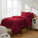 Dorm Room Essentials College Bedding Comforter Set 5 Piece Twin Size Bed in a Bag for College Students Boys and Girls, Twin, Red Sweet Home Collection